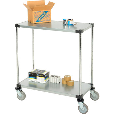 Nexel® Adjustable Solid Galvanized Shelf Cart 36x18 2 Shelves 800 Lb. Cap