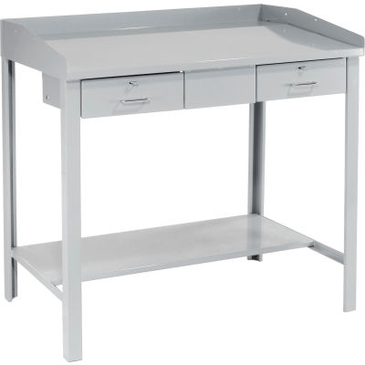 Global Industrial™ Extra-Wide Shop Desk W/ 2 Drawers, Sloped Surface, 48"W x 30"D, Gray