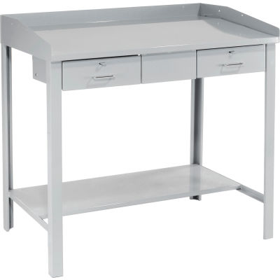 Global Industrial Extra-Wide Shop Desk W/ 2 Drawers, Sloped Surface, 48"W x 30"D, Gray