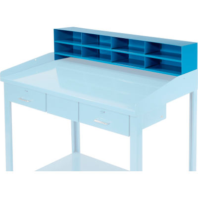 Global Industrial™ 8 Pigeonhole Compartment Riser 48x9x11 For 48"W Extra-Wide Shop Desk, Blue