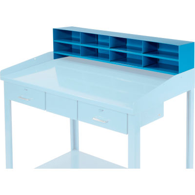 Global Industrial 8 Pigeonhole Compartment Riser 48x9x11 For 48"W Extra-Wide Shop Desk, Blue