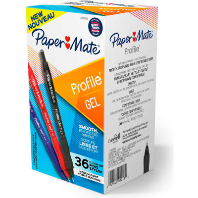 Paper Mate® Profile Retractable Ballpoint Pen, 0,7mm, Assorted Ink - Paquet de 36 - Qté par paquet : 6
