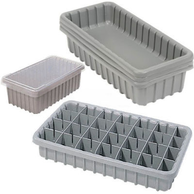 Dandux Dividable Nesting Plastic Box 50P1816070 - 17-3/4"L x 16-3/8"W x 7"H, Gray - Pkg Qty 3