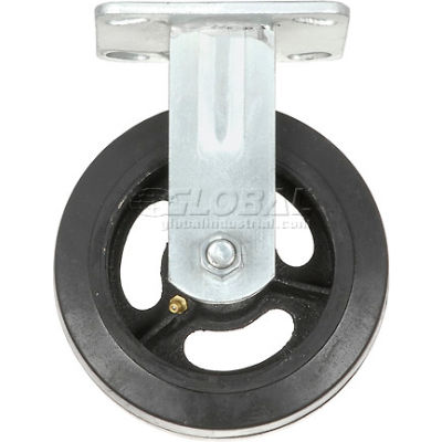 Global Industrial™ Heavy Duty Rigid Plate Caster 6" Mold-on Rubber Wheel 500 lb. Capacity