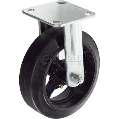 Global Industrial™ Heavy Duty Rigid Plate Caster 8" Moule-On Rubber Wheel 600 Lb. Capacité