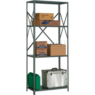 Global Industrial 4 Shelf, 20 Ga Open Steel Shelving Unit, 36"W x 12"D x 85"H, Gray