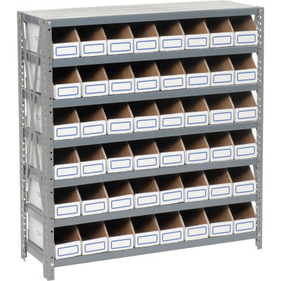Global Industrial Steel Open Shelving with 48 Corrugated Shelf Bins 7 Shelves - 36x12x39
