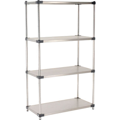 Nexel® Stainless Steel Solid Shelving Starter 36"W x 24"D x 86"H