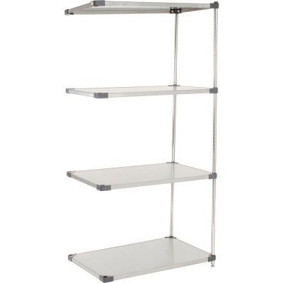 Nexel® Solid Stainless Steel, 4 Tier, Add-On Unit, 36"W x 18"D x 63"H