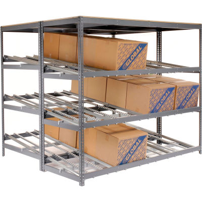 Global Industrial™ Carton Flow Shelving Double Depth 3 LEVEL 96"W x 96"D x 84"H