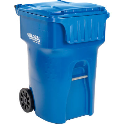 Global Industrial™ Mobile Trash Container, 95 Gallon Blue