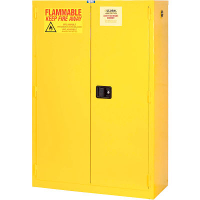 Global Industrial™ Inflammable Cabinet, Self Close Double Door, 44 Gallon, 34"Wx18"Dx65"H
