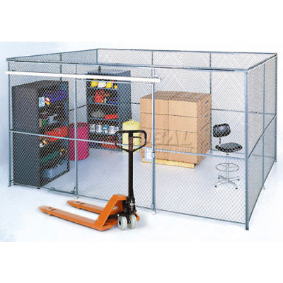 Global Industrial™ Wire Mesh Partition Security Room 30x20x8 with Roof - 3 Sides