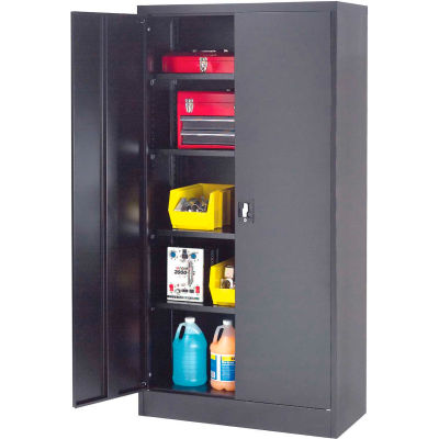 Global Industrial Steel Storage Cabinet, Recessed Handle, 36"Wx18"Dx72"H, Black, Unassembled