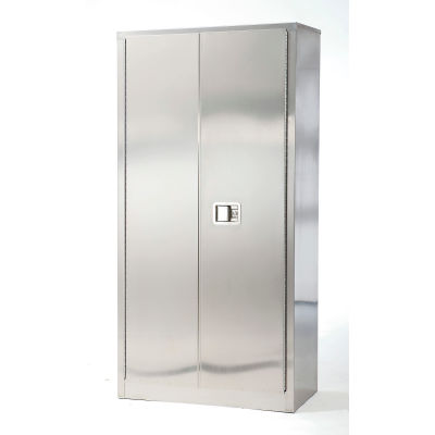 Armoire de rangement Securall® en acier inoxydable, 36 po L x 18 po P x 84 po H, argent, assemblée