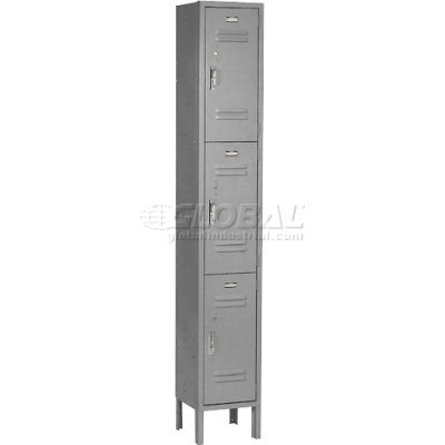 Global Industrial Paramount® 3-Tier 3 Door Locker, 12"Wx15"Dx24"H, Gray, Unassembled