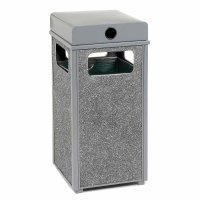 Global Industrial Stone Panel Trash Weather Urn, Gray 24 Gallon, 17-1/2" Square X 36"H