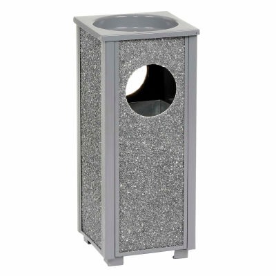 Global Industrial Stone Panel Trash Sand Urn, Gray 2-1/2 Gallon, 10-1/4" Square X 24"H