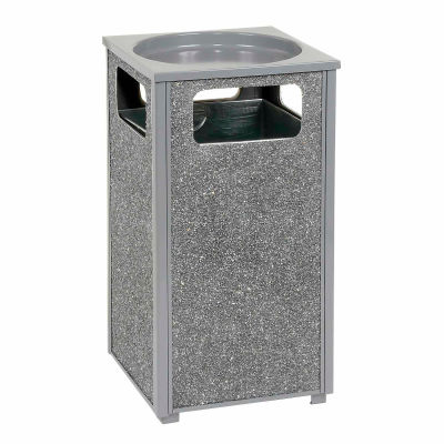 Global Industrial Stone Panel Trash Sand Urn, Gray 12 Gallon, 13-1/2" Square X 32"H
