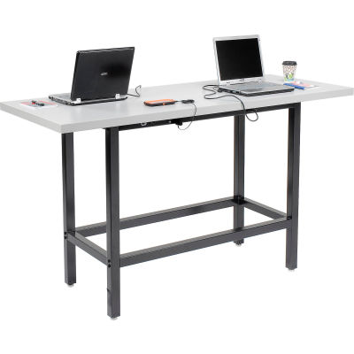 Table de hauteur debout Interion® avec puissance, 72 « L x 30"W, Gris