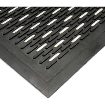 Wearwell® Upfront Scraper Mat Slotted 5/16" Épais 3' x 60' Noir