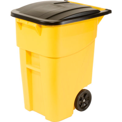 Rubbermaid 9W27 Brute® déploiement 50 Gallon grand conteneur Mobile - Jaune avec couvercle