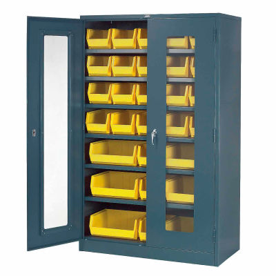 Global Industrial Locking Storage Cabinet Clear Door 48x24x78 - 29 Removable Bins Assembled