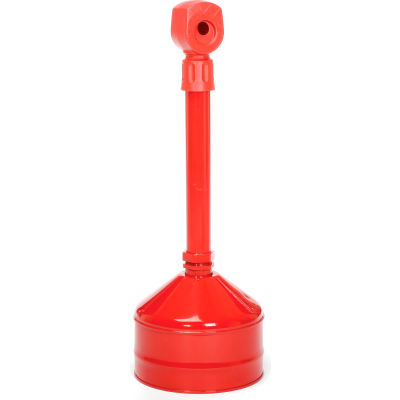 Justrite® Heavy-Duty Steel Outdoor Ashtray, 2-1/2 Gallon, Red