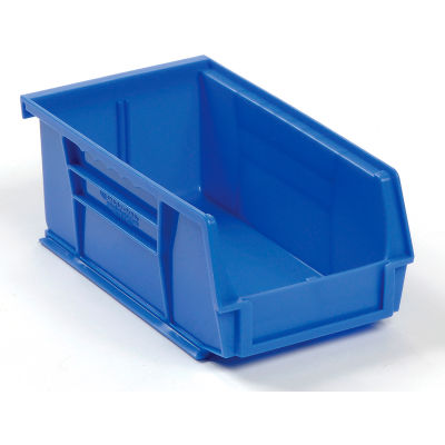 Bac en plastique industriel™ Global Stack & Hang, 4-1/8 po L x 7-3/8 po L x 3 po H, bleu - Qté par paquet : 24