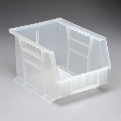 Bac industriel™ en plastique Global Stack & Hang Bin, 8-1/4 po L x 10-3/4 po L x 7 po H, transparent - Qté par paquet : 6
