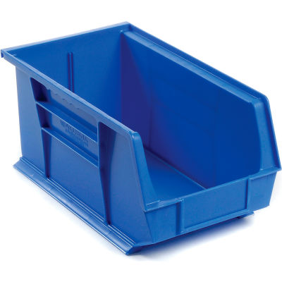 Global Industrial Plastic Stack & Hang Bin, 8-1/4"W x 14-3/4"D x 7"H, Blue - Pkg Qty 12