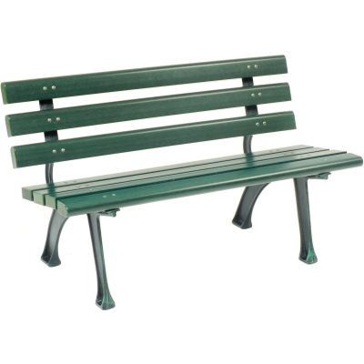 Banc de parc industriel™ mondial de 4 pieds avec dossier, vert