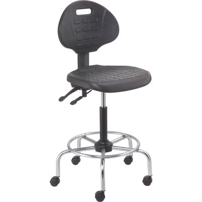 Interion® tabouret de magasin réglable noir à 4 voies avec base chrome