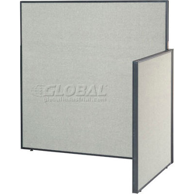 Interion® Pre-Configured Office Cubicle - 5'W x 4'D x 60"H - Add-On Kit - Gray