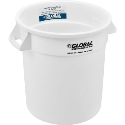 Poubelle en plastique ™ industrielle mondiale - Gallon 10 blanc