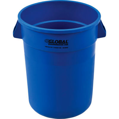 Poubelle en plastique ™ industrielle mondiale - 32 gallons, bleu