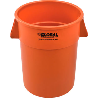 Global Industrial Plastic Trash Can - 55 Gallon Orange