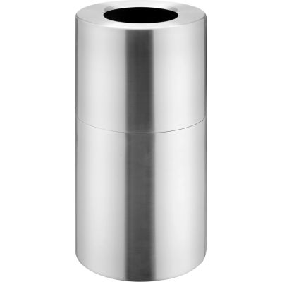 Global Industrial Aluminum Round Open Top Trash Can, 20 Gallon, Satin Clear
