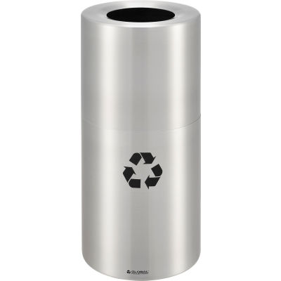 Global Industrial™ Aluminium Round Open Top Recycling Can, 20 gallons, satin transparent