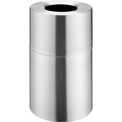 Global Industrial™ Aluminium Round Open Top Trash Can, 35 Gallon, Satin Clear