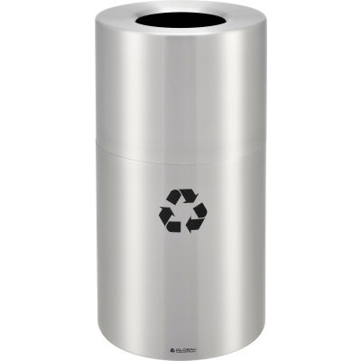 Global Industrial™ Aluminium Round Open Top Recycling Can, 35 gallons, satin transparent