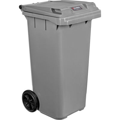 Global Industrial™ Mobile Trash Container avec couvercle, 32 Gallon Gray