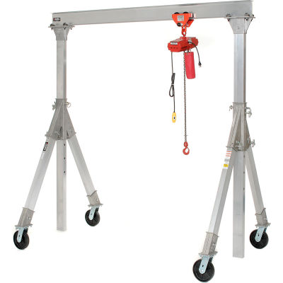 Adjustable Height Aluminum Gantry Crane, 12'W x 7'8"-10'2"H, 4,000 lb. Capacity