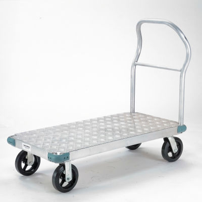 Global Industrial Aluminum Diamond Deck Platform Truck 48x30 2400 Lb. Cap. 8" Rubber Casters