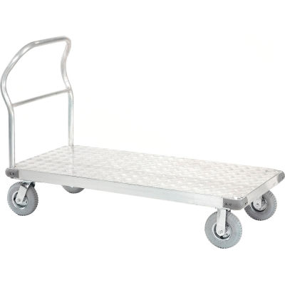 Global Industrial Aluminum Diamond Deck Platform Truck 48x24 1200 Lb. Cap. 8" Pneu. Casters