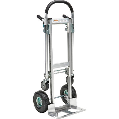 Global Industrial Junior Aluminum 2-in-1 Convertible Hand Truck With Pneumatic Wheels
