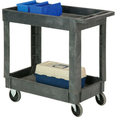 Global Industrial Utility Cart w/2 Shelves & 5" Casters, 500 lb. Cap, 34"L x 17-1/2"W x 33"H
