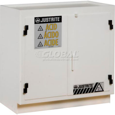 Justrite White Polyethylene Acid Cabinet - Standard