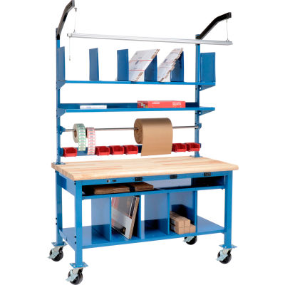Global Industrial™ atelier d’emballage mobile complet W / Power, Maple Safety Edge, 72 « W x 36"D