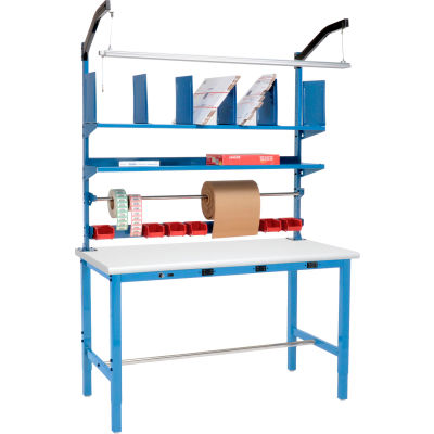 Global Industrial™ Packing Workbench W / Riser Kit &Power Apron, Laminate Safety Edge, 72"Wx36"D